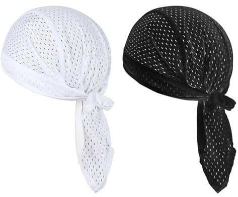 Cool Mesh Cycling Headscarf Beanie Men Women Sweat Wicking Quick Dry Do Rag Bandana Skull Cap Headgear Adjustable Dance Cycling Running Motorcycle Biker Head Wrap Scarf Helmet Liner Cap