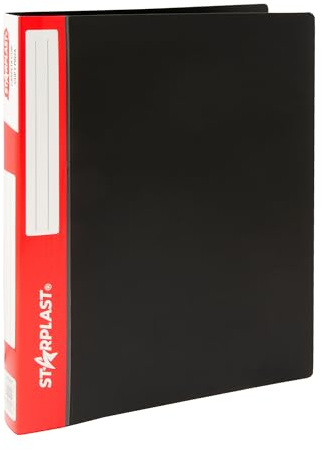 Starplast Carpeta A4 con pinza y clip metálicos, colores básicos, bolsillo interior, polipropileno, sujeción de documentos, archivador, etiqueta identifcativa, portapapeles - NEGRO