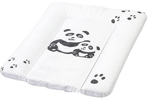 Premium Wickelauflage, erstklassige wasserdichte Wickelunterlage, 70 x 50 cm, Pflegeleichte Glatte Oberfläche, erhöhter Liegecomfort, einfach zu reinigen, leicht zu tragen, Panda weiß