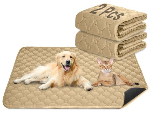 E-THOL Alfombrilla de entrenamiento para perros y gatos, juego de 2 piezas, extrafuerte, absorbente, impermeable y antideslizante, lavable y reutilizable, para cachorros y mascotas (marrón, 50 x 70 cm