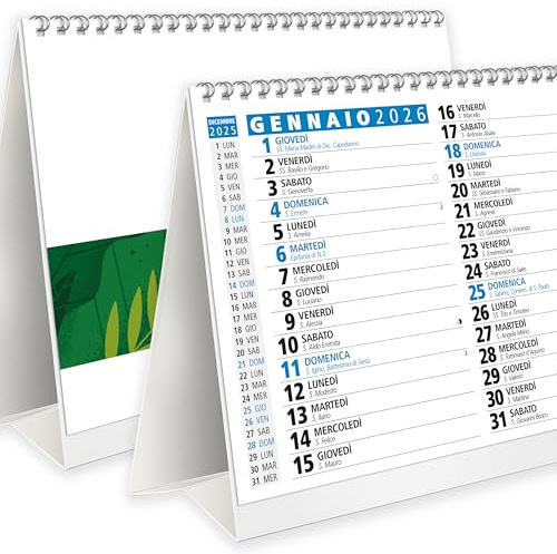 Calendrier de table 2026 avec fêtes hebdomadaires lunes et saints avec grands nombres – certifié FSC® Mix Credit – Calendrier 2026 de bureau pour bureau à domicile scolaire (couleur bleu)