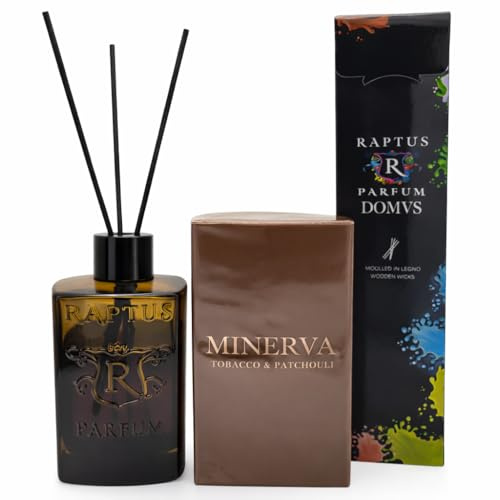 Profumatore Ambiente con Bastoncini RAPTUS 300 ml – Diffusore Fragranza per Casa, Bagno, Camera e Ufficio – Lunga Durata (Minerva)