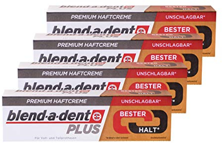4x 40g blend-a-dent PLUS Premium Haftcreme - Geschmacksneutral - Duokraft