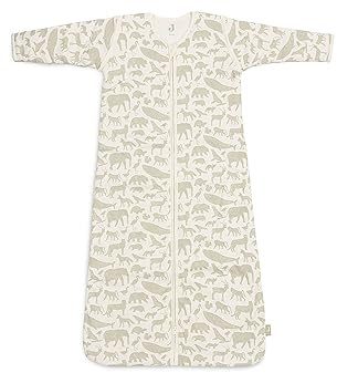 Jollein sovsäck baby – djur, olivgrön – 90 cm – bomull – 2,0 till 3,0 tog – avtagbara ärmar – baby sovsäck – djurtryck, olivgrön