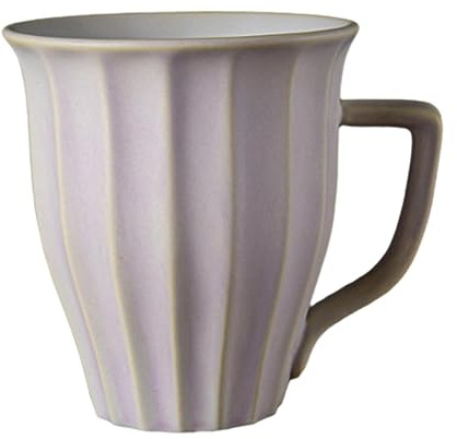 CAPIJIONG 200ml 500ml Retro Shaped Ceramic Mug Microwave Oven Can Be Used For Irregular Creative Coffee Cups for office home-Milky white vertical stripe 250ML