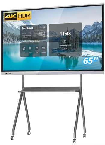 TouchWo 65 Zoll Touchscreen-Monitor Smart Board, 4K Interaktives Whiteboard, All-in-One PC Touchscreen mit Dual-System, Digital Signage Display für Büro, Klassenzimmer, Core i7 RAM 8GB+SSD 512GB