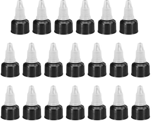 PATIKIL Tapas de Botella Twist 20/410 20 Piezas de Tapas de Repuesto de Botella de Plástico con Borde Acanalado y Junta de Espuma Cefluvio Negro