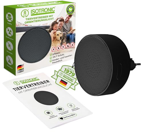 ISOTRONIC Schädlingeschutz für Innenräume plus Orientierungslicht | gegen Spinnen, Kakerlaken, Bettwanzen und Milben | 230V Spinnabwehr Milbenschutz (1)