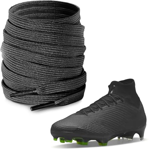 UamGlsob Cordones para botas de fútbol Nike Mercurial, 6 mm anchos, Cordones planos y delgados de repuesto para deporte (Black, 54/140cm)