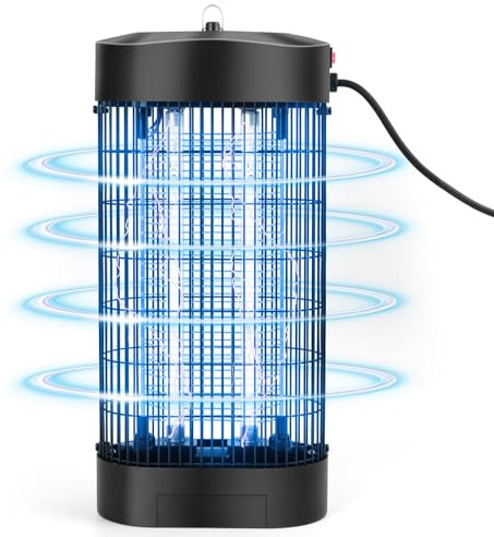 HKC Lampada Antizanzare Elettrica, Zanzariera Elettrica con 2 9W lampade UV Trappola, Lampada Zanzare con Gancio portatile, Superficie Effettiva 80m² Repellente per Zanzare Contro Tarme, Mosche