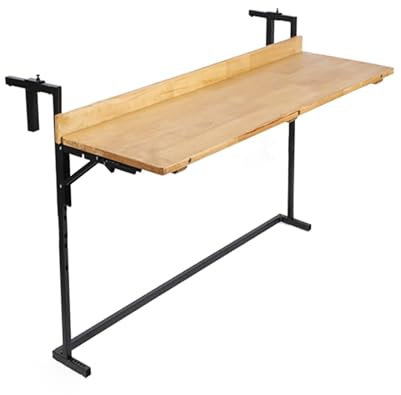 ZYYLIVR Table De Balcon Rabattable Et Suspendue, Table De Bar Pliante pour Balustrades Extérieures, 5 Niveaux De Hauteur Réglables(38x120cm/15x47.2in)