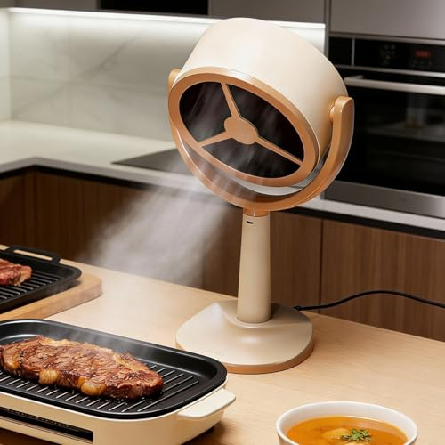 Yivxoze Portable Battery Powered Range Hood, Compact Desktop Kitchen Exhaust Fan with 2-Speed Control, Low Noise Mini Cooker Hood with 2-Layer Filter for Apartment, Dorm, RV, Indoor BBQ & Hot Pot