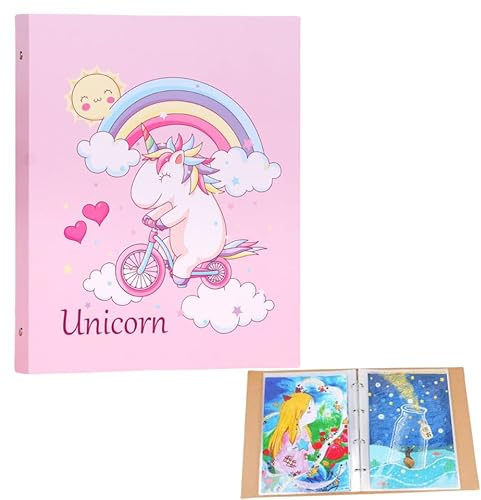 Cartella A4 personalizzata per bambine - cartellina per certificati con 40 buste trasparenti | motivo unicorno (certificata FSC, espandibile, perfetta come regalo per l'iscrizione a scuola) Listing：