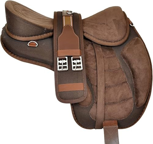 Comfortable Synthetic Freemax Treeless Horse Saddle Lightweight Flexible Riding Seat Brown Size 16 Inches