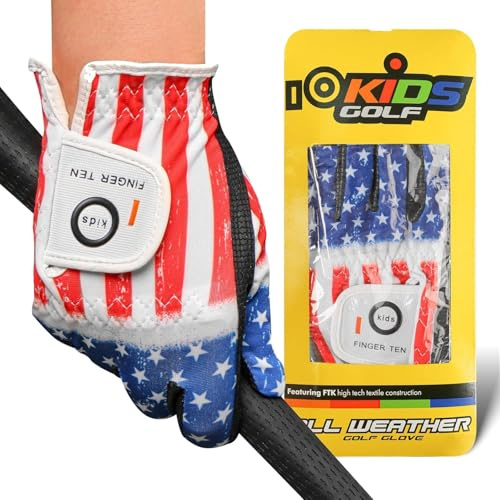 XJBTBA Golfhandschuhe für die Linke und rechte Hand, 1 Packung, Golfhandschuh, bunt, atmungsaktives Netzgewebe, extra Grip für Junge Junior-Golfer in den Größen SML XL