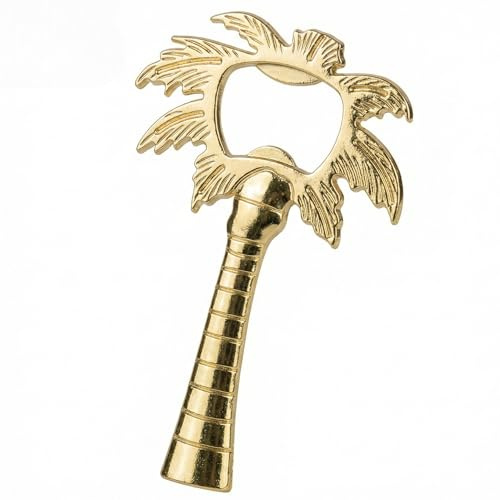 MIJOMA flasköppnare palm guld – metall kapsylöppnare 10 cm – dekorativ ölöppnare i tropisk stil – bartillbehör presentidé sommarfest stranddekoration