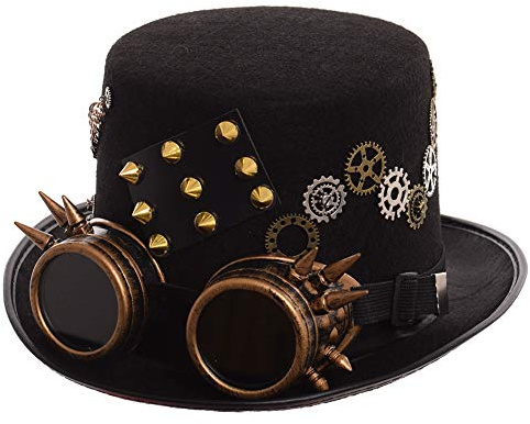 GRACEART Unisex Steampunk Hut Steampunk Zylinder Hut für Männer oder Frauen (DE/NL/SE/PL, Alphanumerisch, L, Style-04)