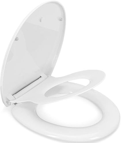 Family Toilet Seat, MUJIUSHI Slow Close 2-in-1 Family Toilet Seat with Built in Potty Training Child Seat, Detachable Magnetic Kids Seat Cover, Standard O Form Family Toilet Lid for Toddlers & Adults