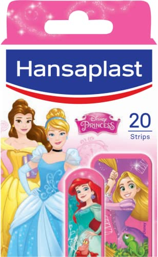 HANSAPLAST Disney Princess 20 medicazioni sterili pretagliate per bambini, medicazioni principesse resistenti all'acqua e allo sporco