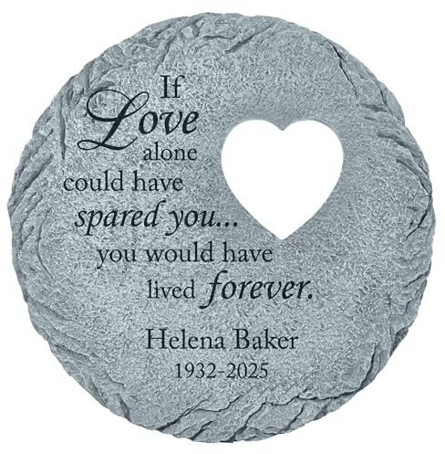 Let's Make Memories Personalized Memorial Stone - Sympathy Garden Marker - Durable, Weather-Resistant Cast Resin - Engraved with Your Loved One's Name - Personalized Condolences - 12 Diameter