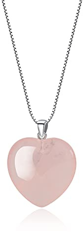 COAI Damhalsband 925 silver med hjärthänge i naturstenar, 40.64 cm, Sten, Kvarts