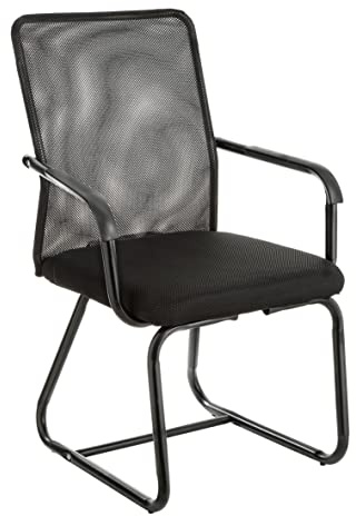 Baroni Home Bürostuhl, Ergonomische Armlehne und Rückenlehne aus atmusaktive Stoff, Freischwinger Sessel für Warte- und Konferenzräume, 47X60X92 cm, bis zu 130 kg haltbar, Schwarz