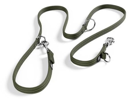 BullyBillows Double Ended Dog Lead | Multi-Functional Lead | Medium or Long Length for Obedience Work or Distance Training | Khaki