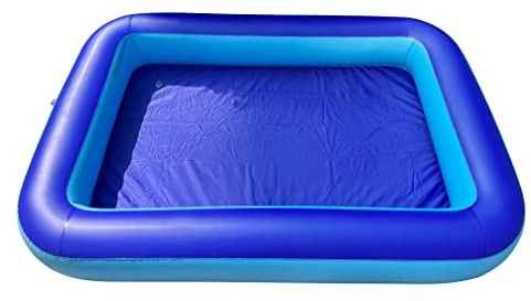 Inflatable Splash Pool for Kids, Plastic Wading Pools Outdoor, Large Sensory Sand & Water Play Pit for Toddlers, Kiddie Small Swimming Pool with Air Pump, Sand Box Backyard (77*53*9-L)