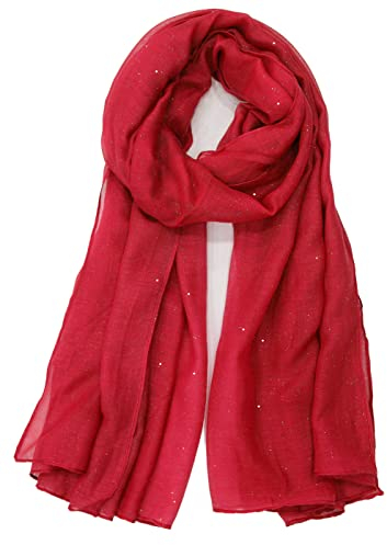 Van Der Rich ® - Pailletten Schal Weiches Halstuch - Damen (17-Rot, One Size)