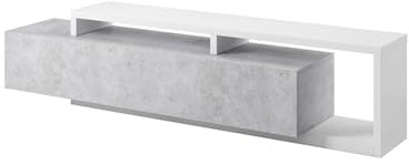 PRICE FACTORY just for you Meuble TV 220cm Collection BERGAME. Coloris Blanc et Gris béton.