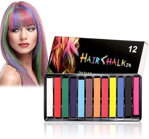 Haarkreide, Haarkreide-Set, 12 Farben Set Hairchalk, Haarkreide für Kinder, Haar Kreide, Temporäre Haarfarbe, Hair Chalk Geschenke für Mädchen, Haarkreide zum Haare Färben, für Halloween Cosplay