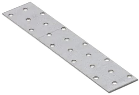 L03-06ABC - Piastre di giunzione in metallo zincate perforate per legno, spessore 2 mm, acciaio PP28, 40 x 200 mm, confezione da 20