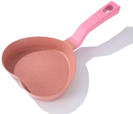 Mini Nonstick Egg Pan, Small Heart-shaped Frying Pan with Granite Coating, Multi-functional for Eggs, Pancakes, Sausages and Burgers, Pink
