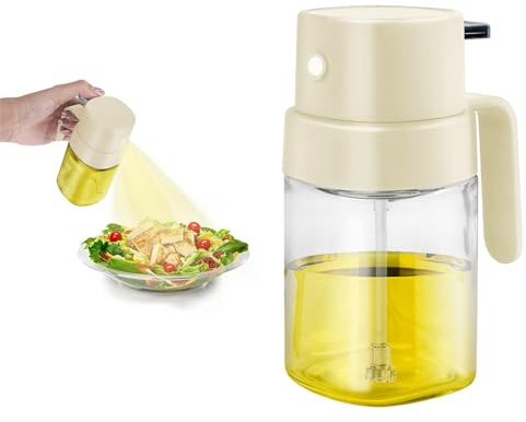 Adorila 200ml Glass Olive Oil Sprayer, Oil Dispenser Bottle for Kitchen, Olive Oil Sprayer Mister for Barbecue, Salad, Cooking, Roasting (White)