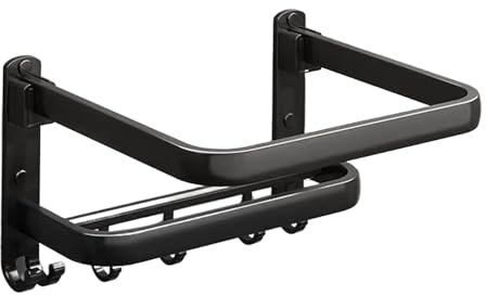 DKRAHRJJ Towel Rack, Multifunctional Storastand Foldable Wall Mounted Washstand Basin Rack/Double Rod and Hoo