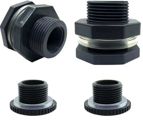 YSIL NPT2 - Accesorio de mamparo de PVC, 2 unidades, conector de tanque de agua, diámetro exterior de 80 mm, con tapones para tanques de agua, barriles de lluvia, acuarios, piscinas