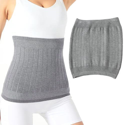 XPEX 1 Stück Nierenwärmer Herren Damen, Kaschmir Nierenwärmer Winter Thermische Rückenwärmer, Taille Wärmer Elastischer Wärmegürtel Im Unteren Rückenbereich Lendenwärmer Bauchwärmer(Grau,60-75Kg)
