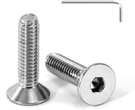 Tunejoy Tornillo Avellanado M4 x 16 mm Tornillos de Cabeza Avellanada Hexagonal de Acero Inoxidable A2 V2A Norma DIN 7991 con llave Allen Rosca Completa 20 Piezas