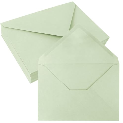 JAGERGREEN 50 Enveloppes C6 108x159 mm, 150 g/m² Taille Lettre, Enveloppes Vertes Auto-Adhésives pour Invitation de Mariage, Cartes de Vœux, Baby Shower, Anniversaires, Cartes de Remerciement