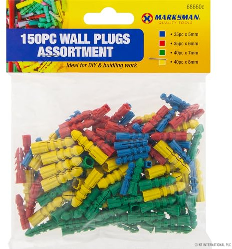 600Pc Wall Plug Set - Strong Plugs, Assorted Mixed Colours | Diy Household Work, Pack Of 600 | 5/6/7/8Mm Rawl Plugs, Multi Purpose Builders Tools
