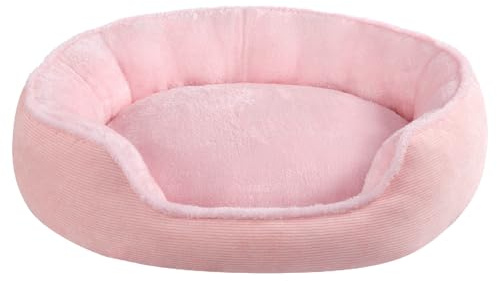 Hollypet Letto per Gatti, Cuccia Rotondo per Gatti e Cani di Piccola Taglia, Morbido Letto per Dormire Cuscino Traspirante per Animali Domestici, Rosa(55 * 50 * 15cm)
