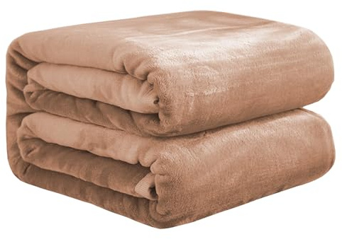 Super Soft Flannel Fleece Blanket Size 150x200cm, Lightweight Warm Cozy Checkered Pattern Throw for Bed Couch Sofa, Fuzzy Plush Thermal Blanket for Women Men Luxury Fuzzy Blanket (Khaki)