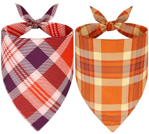 SZEE Costume Halloween Chien Bandana, Halloween Foulard pour Chien Cadeau avec Motif Courge, Déguisement Accessoire Lavable pour Chiens Petits/Moyens/Grands et Chats, Taille XL