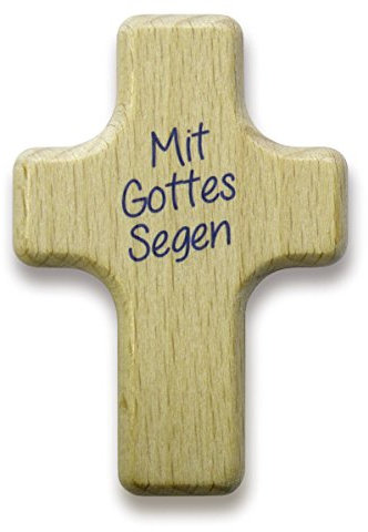 Uljö °° Handkreuz Handschmeichler 4x 6cm aus Buchenholz (Mit Gottes Segen)