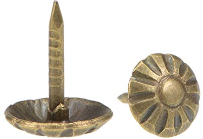 sourcing map Upholstery Nails Tacks 8mmx10mm Retro Round Thumb Push Pins Bronze Tone for Furniture Sofa Headboards, 25 Pcs