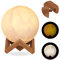 Relaxdays Mondlampe 3D, 2 Farben, dimmbar, Touch Sensor, kabellos, mit Ständer, für Kinder, Mondleuchte LED, 15 cm, weiß
