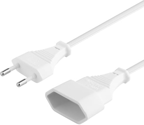 PremiumCord 230V 5m, Cable de Extensión Con Enchufe Europeo Y Enchufe Europeo, Extensión de Cable de Alimentación Para 230V, Color Blanco