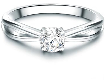 Trilani Damen Verlobungsring 925/- Sterling Silber mit Zirkonia im Brilliantschliff Solitärring Antragsring