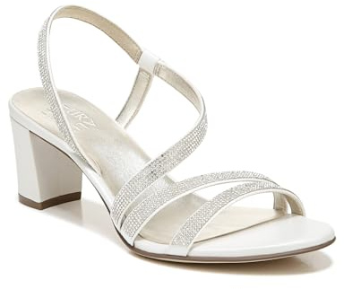 Naturalizer Womens Vanessa2 Rhinestone Embellished Strappy Heeled Sandal ,White Satin ,11W