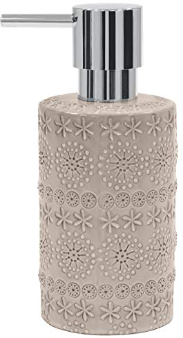 Spirella Seifenspender Relief | Flüssigseifen-Spender | Porzellan | 300ml | Langliebig und Robust | Beige, Distributeur de Savon